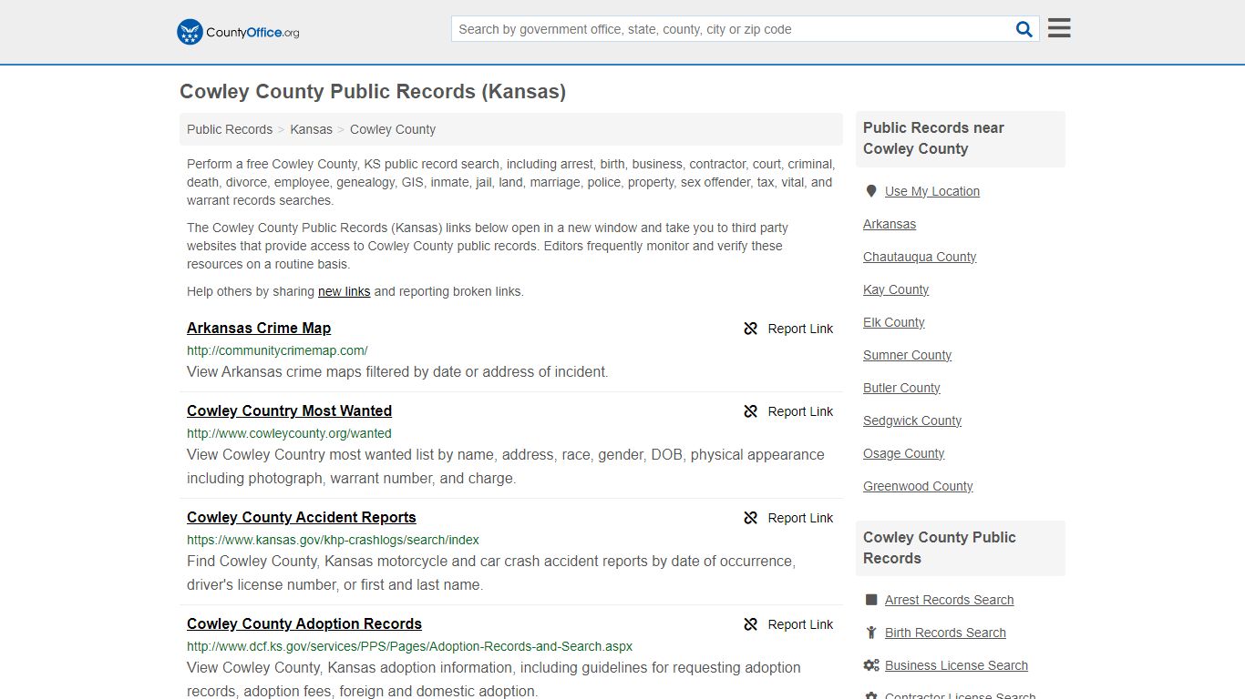 Public Records - Cowley County, KS (Business, Criminal, GIS, Property ...