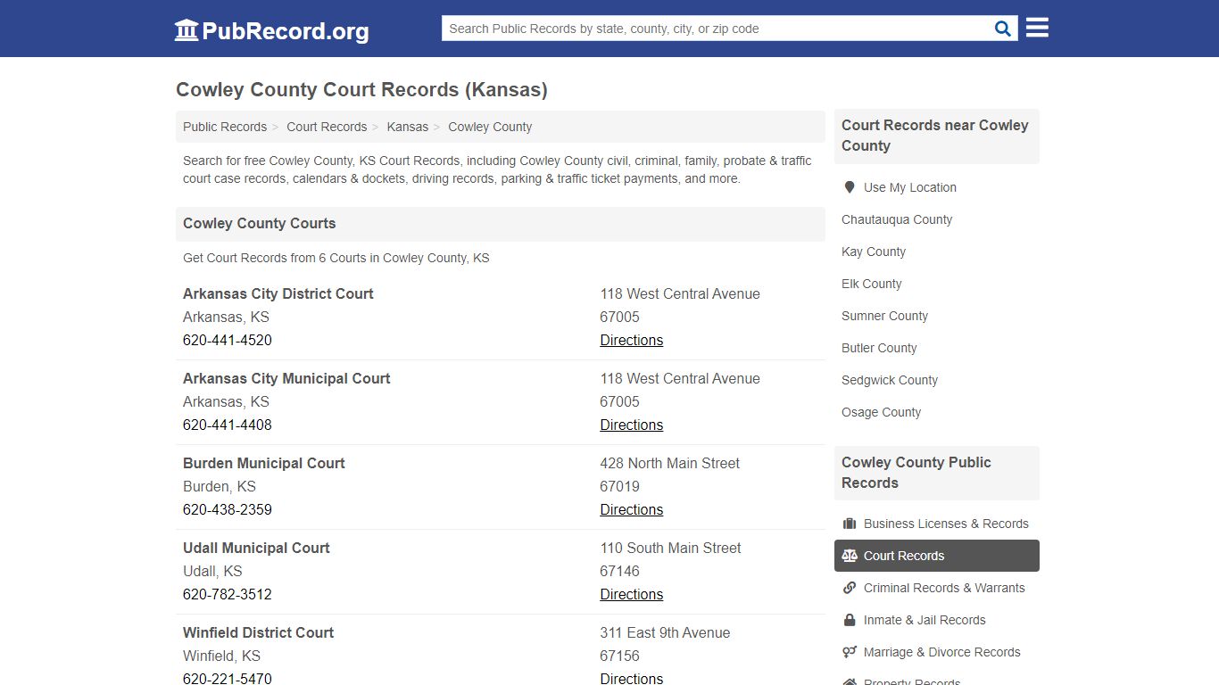 Cowley County Court Records (Kansas) - Public Record