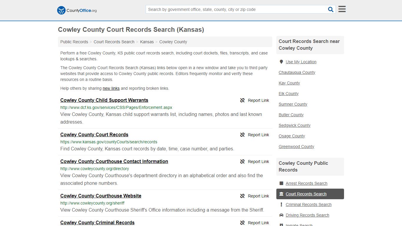 Cowley County Court Records Search (Kansas) - County Office