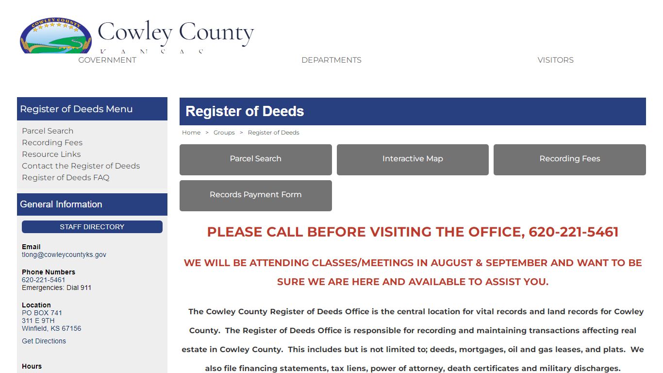 Cowley County, Kansas - Register of Deeds